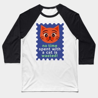 Cute Cat Mail Postal Stamp Baseball T-Shirt